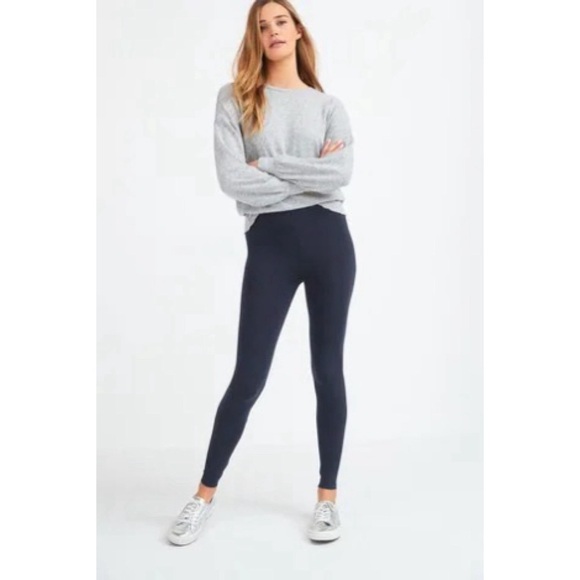 Spanx • Ankle Length Ponte Hem Slit Leggings in Navy Blue - Picture 1 of 6